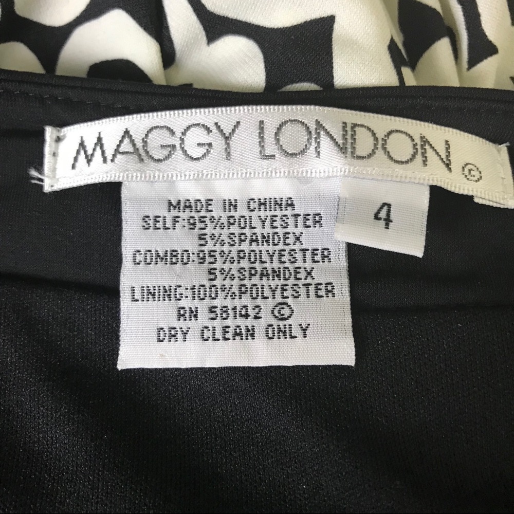 Maggy London Empire Waist Dress Sz 4 Black White - Picture 8 of 8